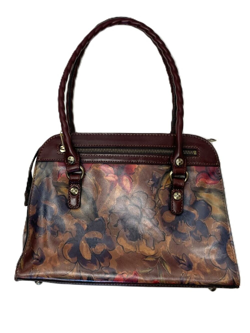 Patricia Nash Calvi Satchel Leather Bag Victorian Garden Floral Watercolor Purse
